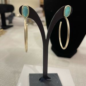 Kendra Scott turquoise and gold hoops